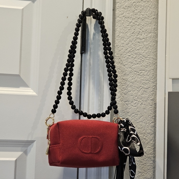 Christian Dior "CD" Clutch W/Faux Black Pearl Crossbody/Twilly/Tassel Added NWOT - Picture 3 of 16